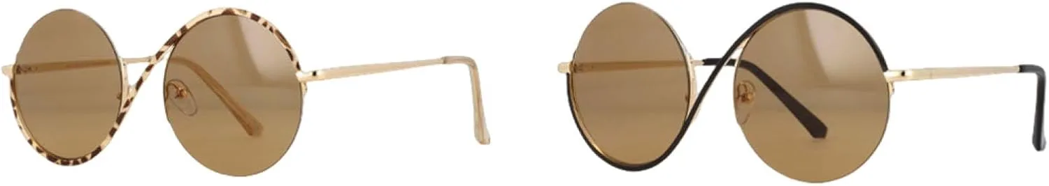 

Ретро круглые солнцезащитные очки в полуободковой оправе, модные мужские и женские солнцезащитные очки с защитой от УФ-излучения UV400, винтажные очки TKKTLLT, Black