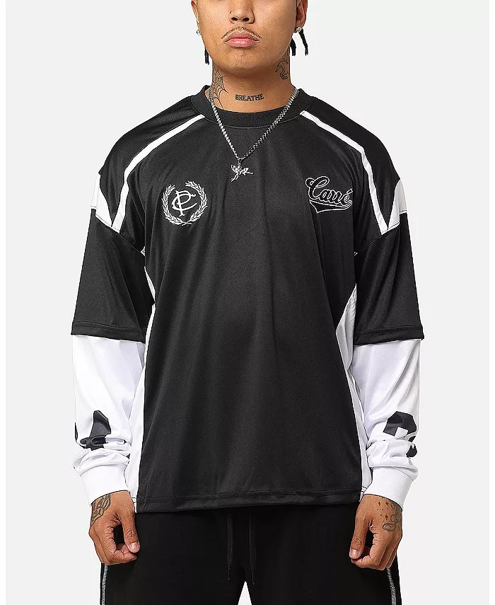 

Мужская футбольная футболка с длинным рукавом в многослойном стиле CARRE, черный