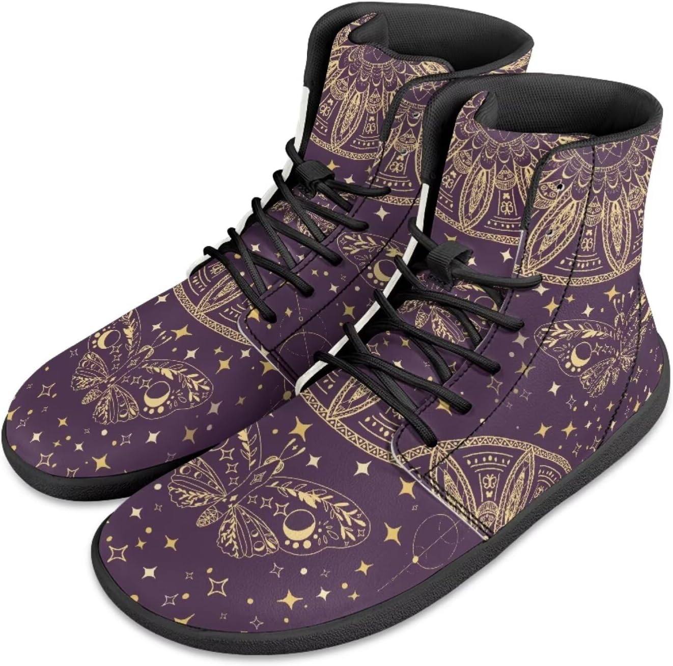 

Мужские минималистичные босоножки Jeiento Mandala, обувь для бега с широкой носочной частью, ботинки из искусственной кожи, нескользящие кроссовки на шнуровке, Mandala Floral Butterfly