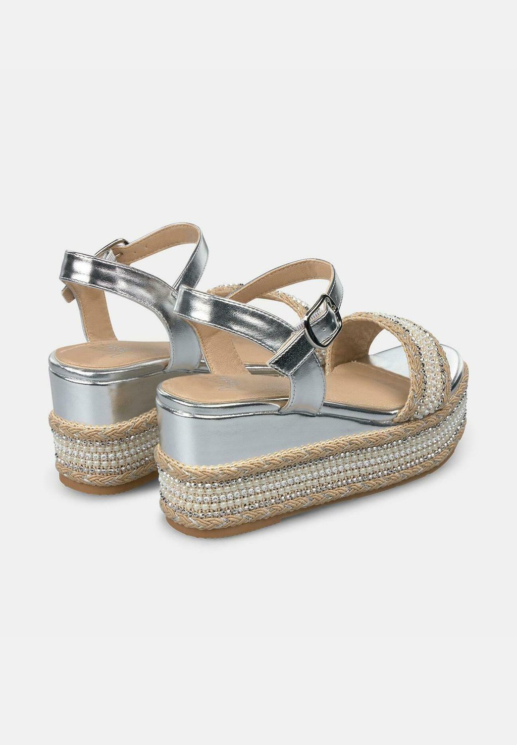 Босоножки на танкетке High heeled sandals Alma Blue, серебряный — фото 3