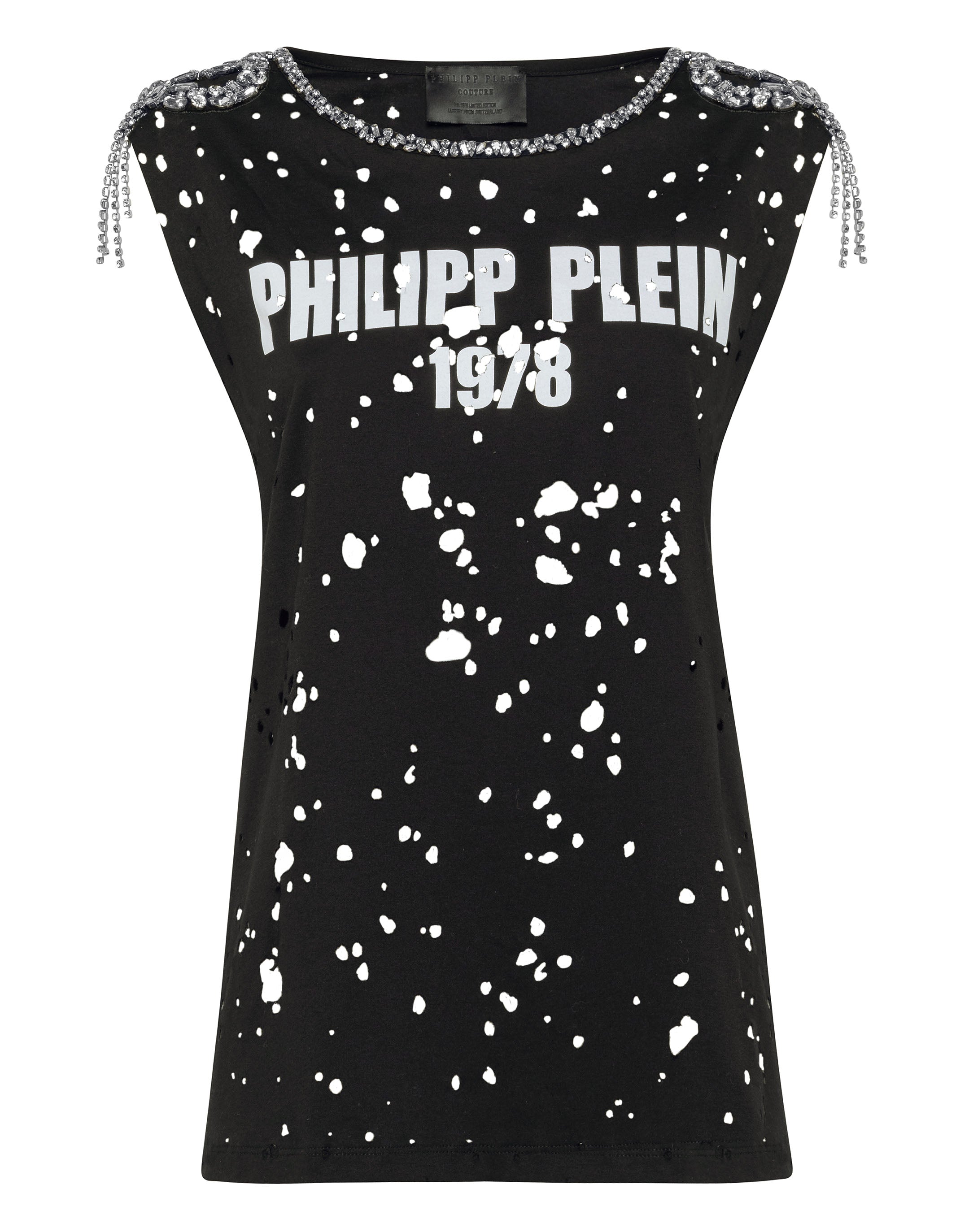 

Футболка с круглым вырезом SS Destroyed PHILIPP PLEIN, черный