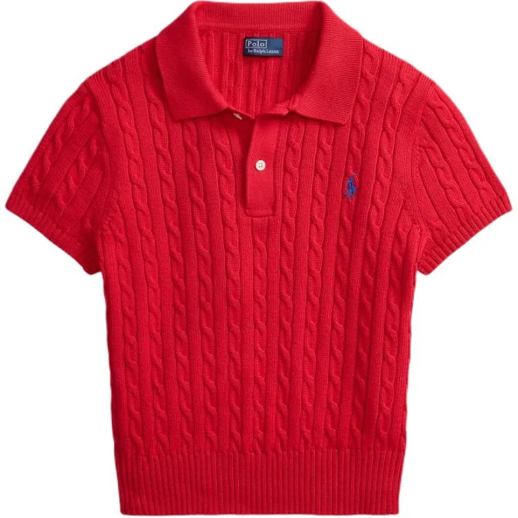 Укороченное поло с косами Polo Ralph Lauren, Red