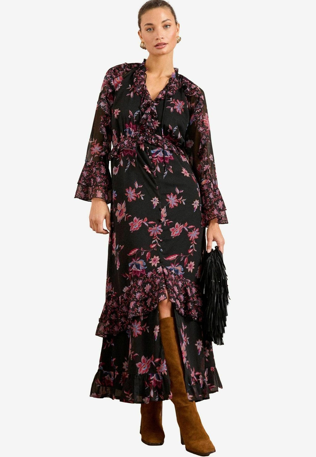 

Платье макси REGULAR FIT - RUFFLE TIERED Love & Roses, черный