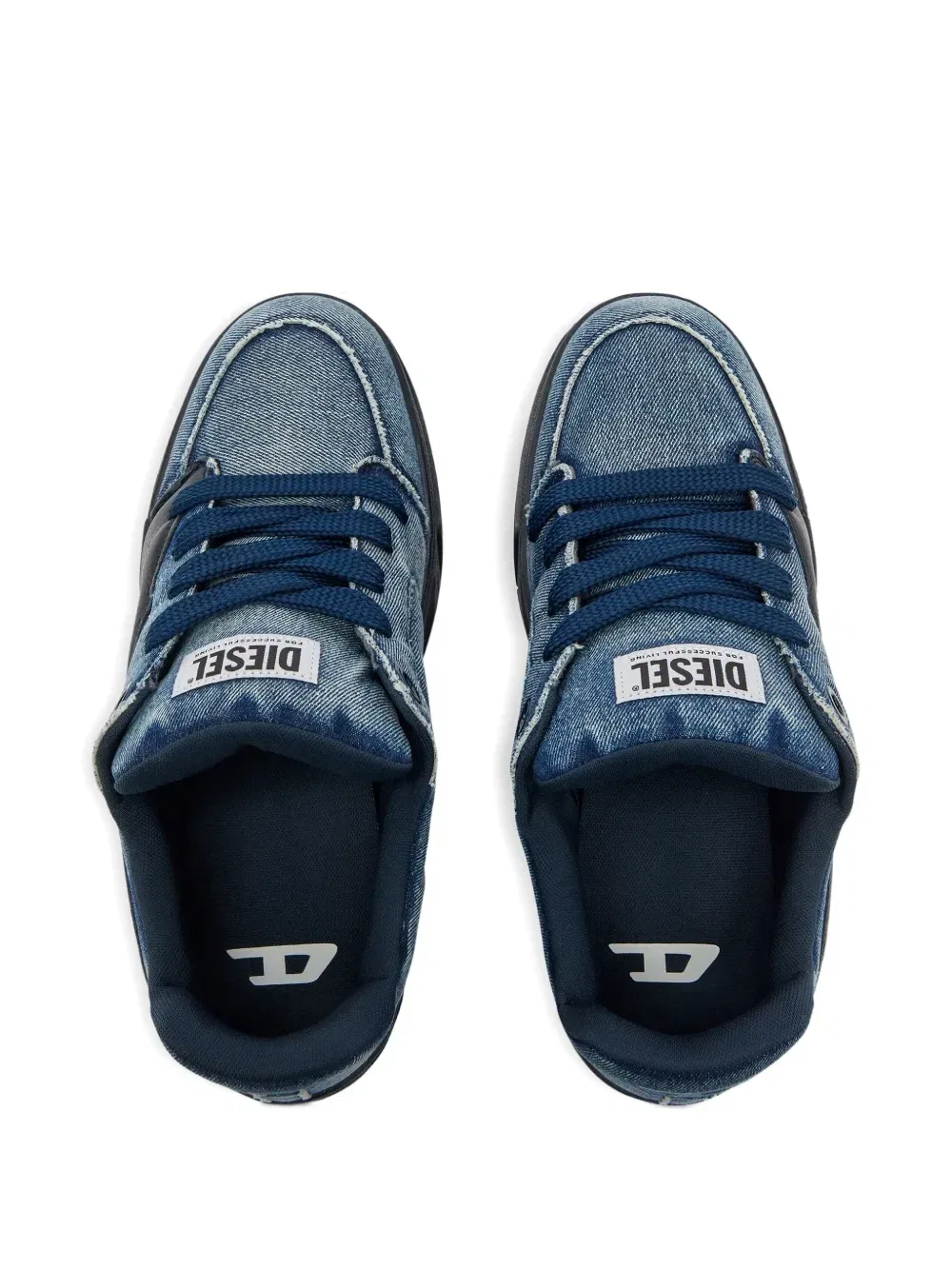 Кроссовки S-D-Ollie из поношенного денима DIESEL, синий — фото 4