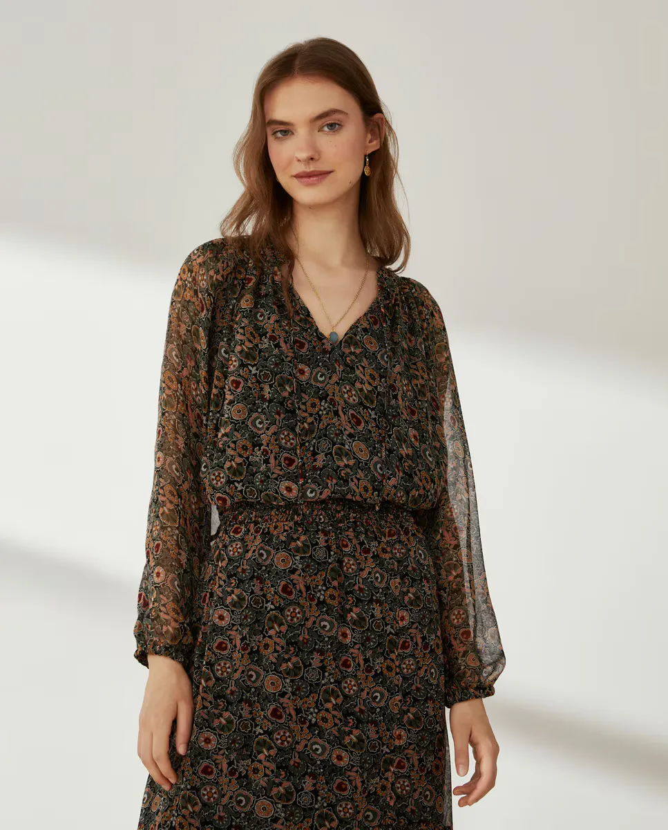 

Блуза из жоржета с длинными рукавами Southern Cotton, черный