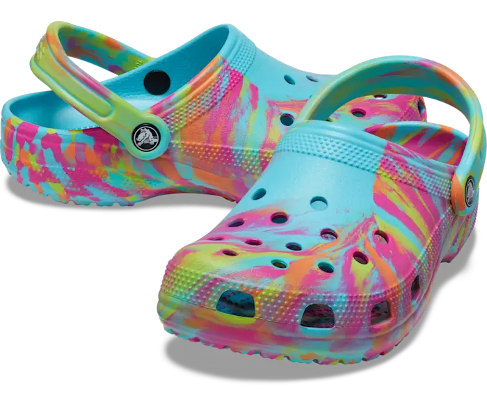 Классические мраморные сабо Crocs женские, цвет Neptune / Multi — фото 2