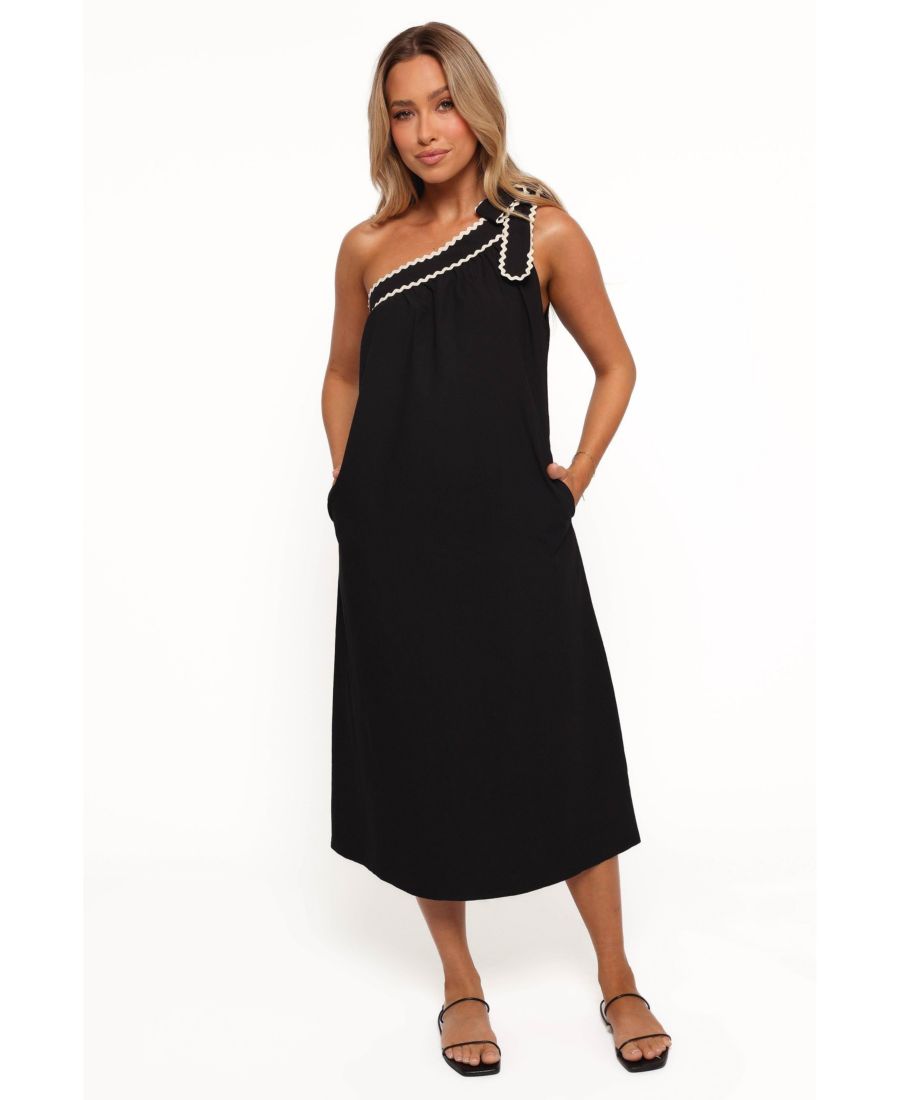 

Женское платье миди Brynlee на одно плечо Petal and Pup, Black/cream