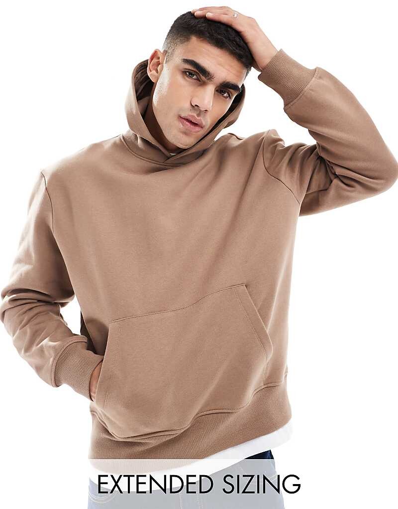 

ASOS DESIGN – Premium – плотная толстовка оверсайз бежевого цвета, 400 г/м²