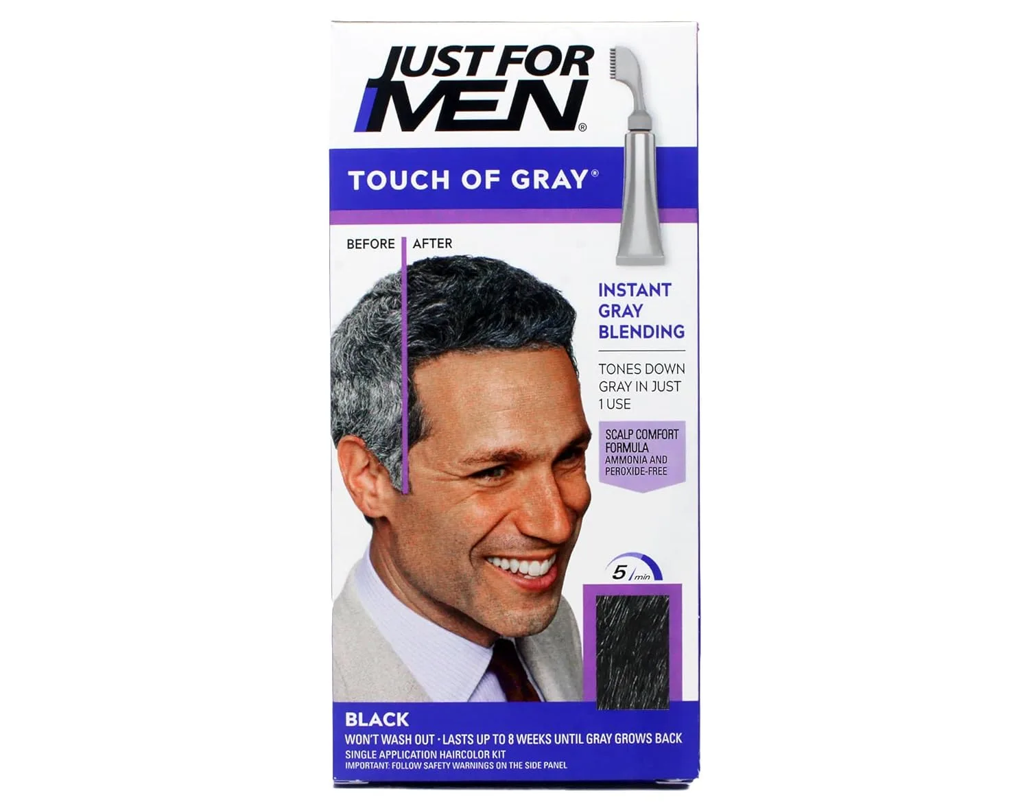 Краска для волос Just for Men - оттенок «Прикосновение седины», черно-серый. 3 упаковки. 3 шт. (1 шт.), Gray — фото 2