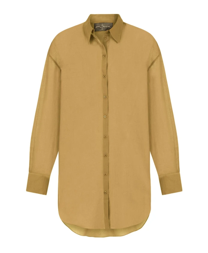 

Матиас, хлопковая вуалевая рубашка золотистого цвета. Cortana, желтый