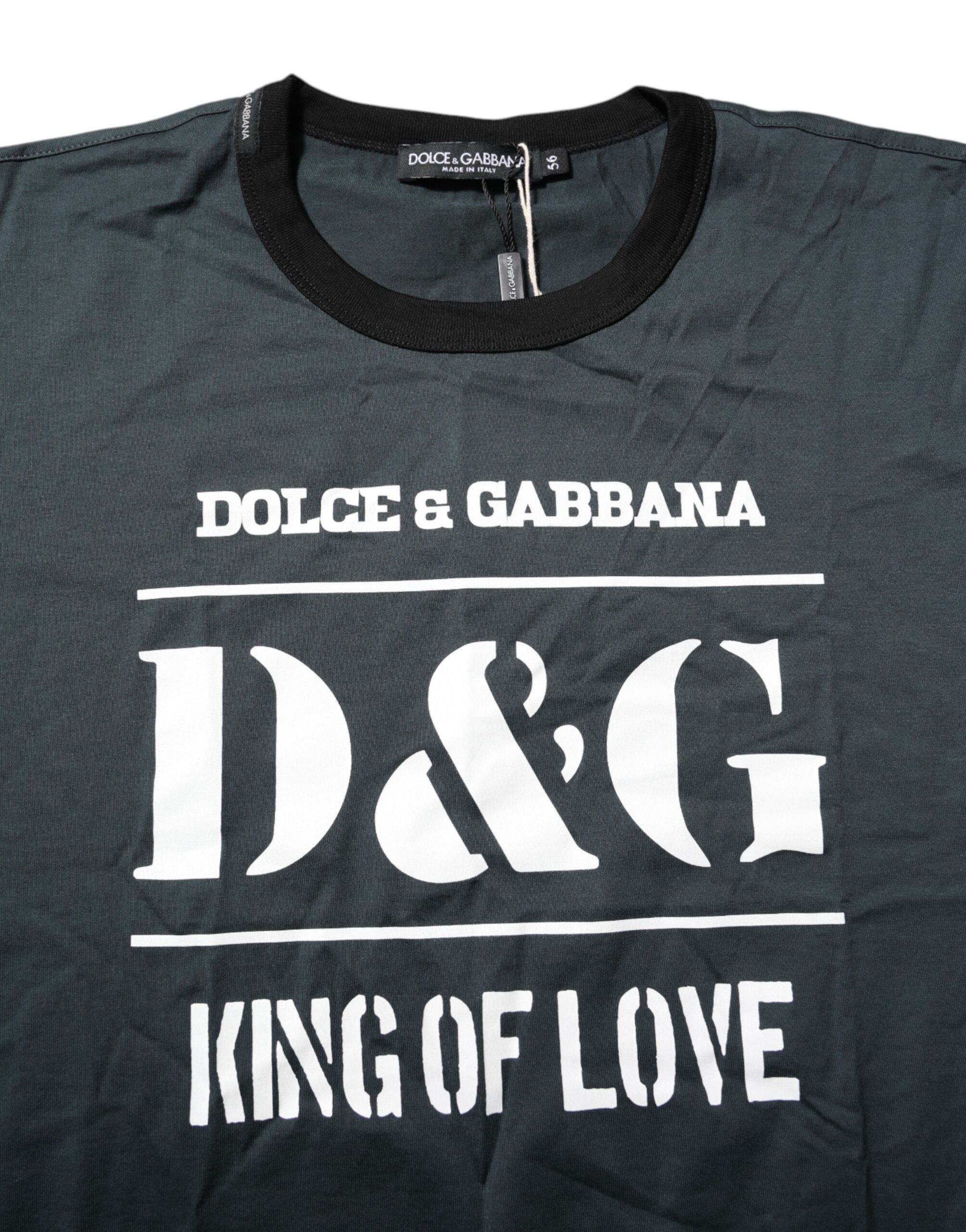 Черная хлопковая футболка с короткими рукавами и принтом Dolce & Gabbana, черный — фото 4