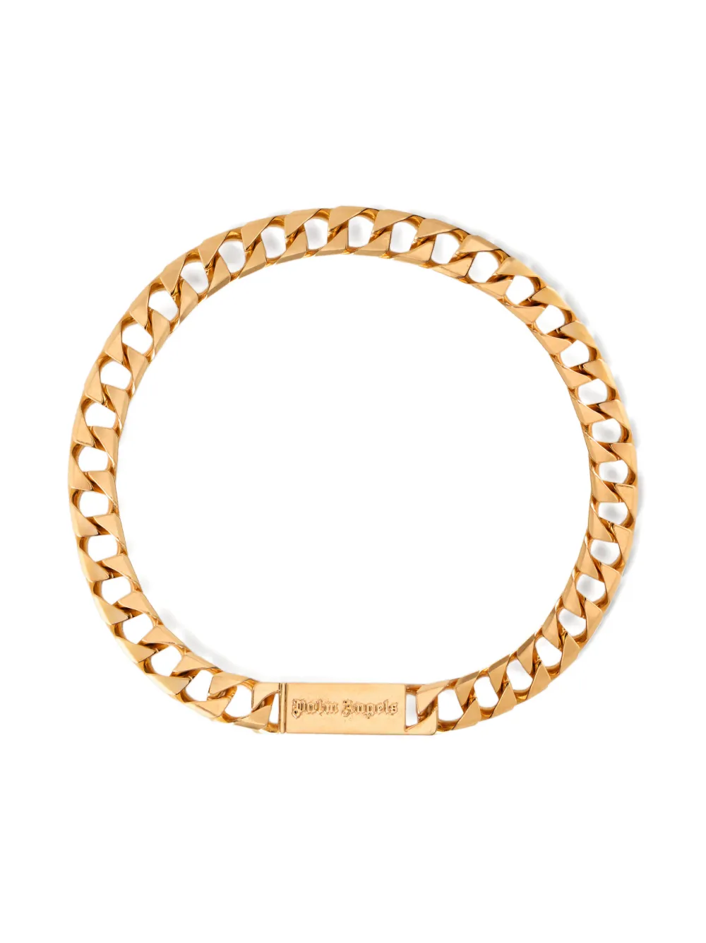 

Цепочка-ожерелье с пластиной-логотипом и звеньями в стиле "кубинка" Palm Angels, золотистый