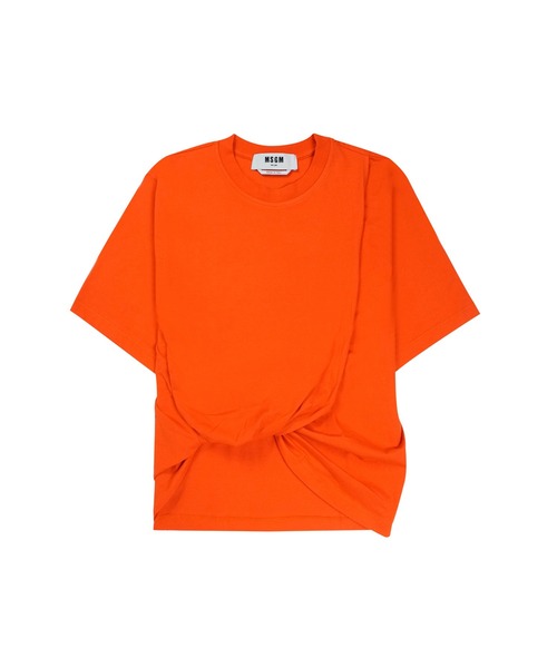 

Футболка из хлопкового трикотажа с драпировкой MSGM, красный