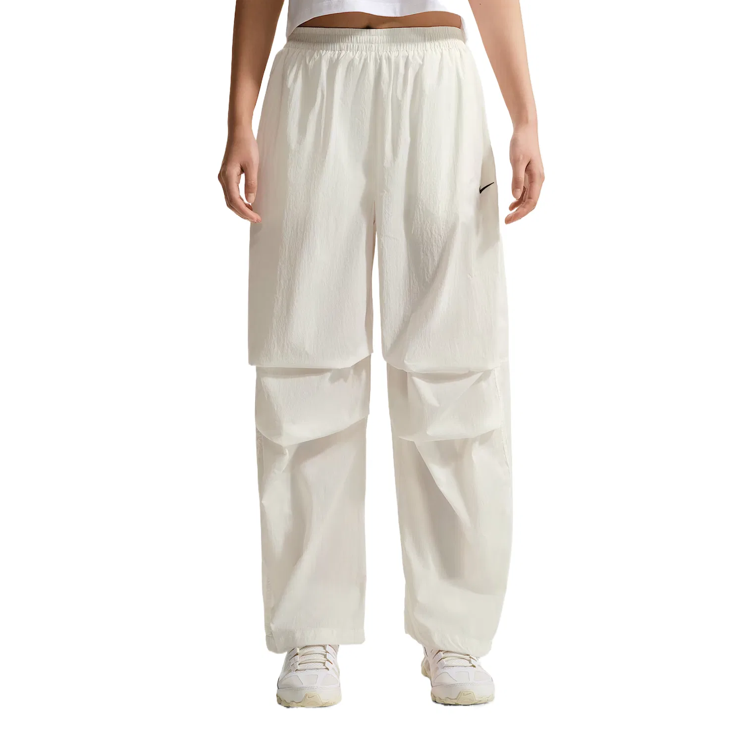 Спортивные штаны женские с завышенной талией легкие UV Sportswear Nike, Sail White/Black