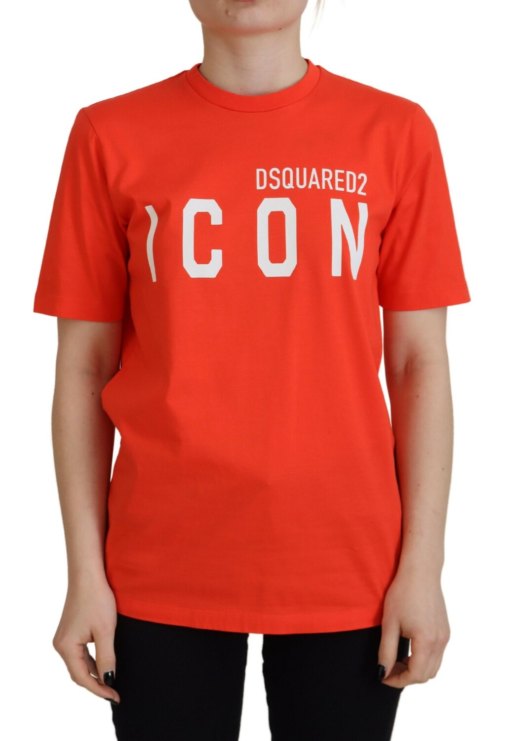 Футболка с круглым вырезом Icon East Tee из оранжевого хлопка Dsquared2