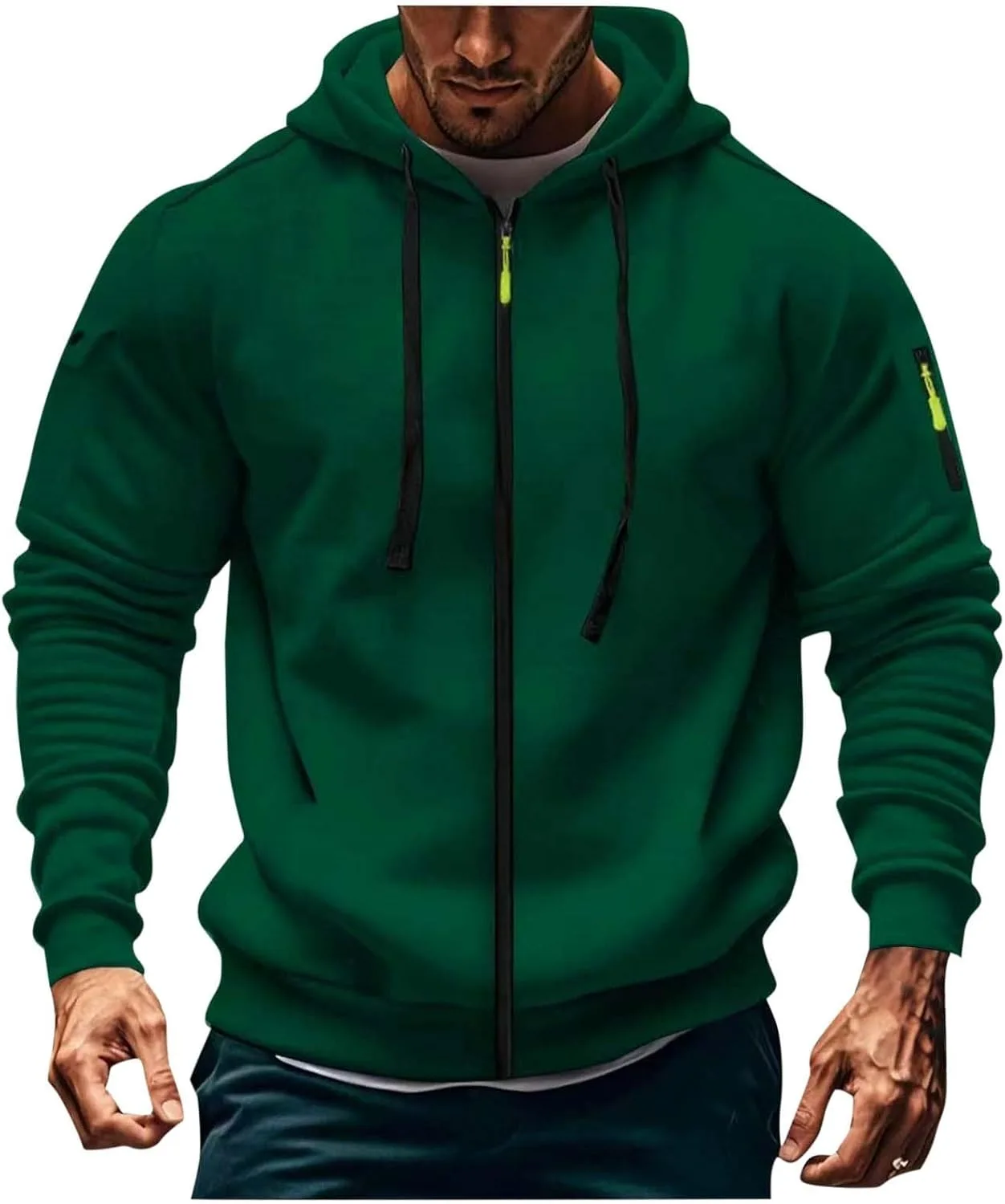 

Мужская толстовка с молнией на молнии, Casual, Long Sleeve