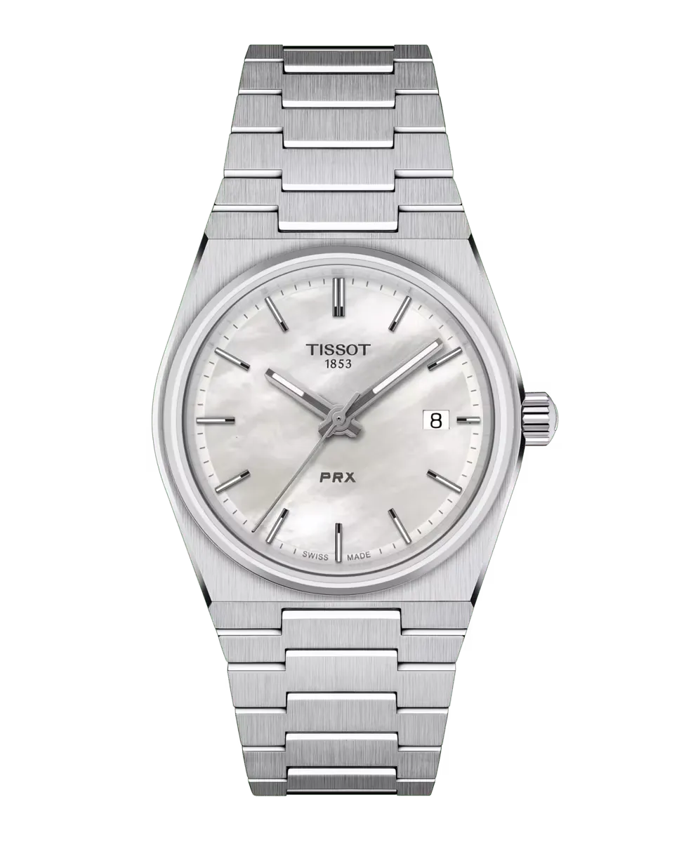 

Женские часы коллекции PRX белые кварцевые Tissot, серебряный