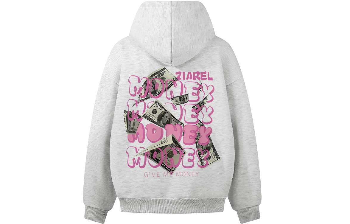 

Толстовка Unisex Hooded Moderate Heavyweight ZIAREL, белый heather серый