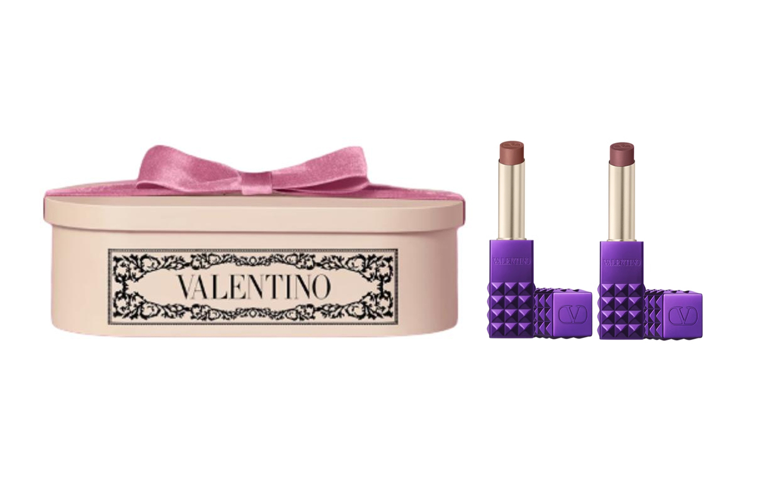 Valentino Wilderness Purple Stud Double Piece Faux Fur Heart Box помады матовые натуральный тон 2.3g+2.3g — фото 2