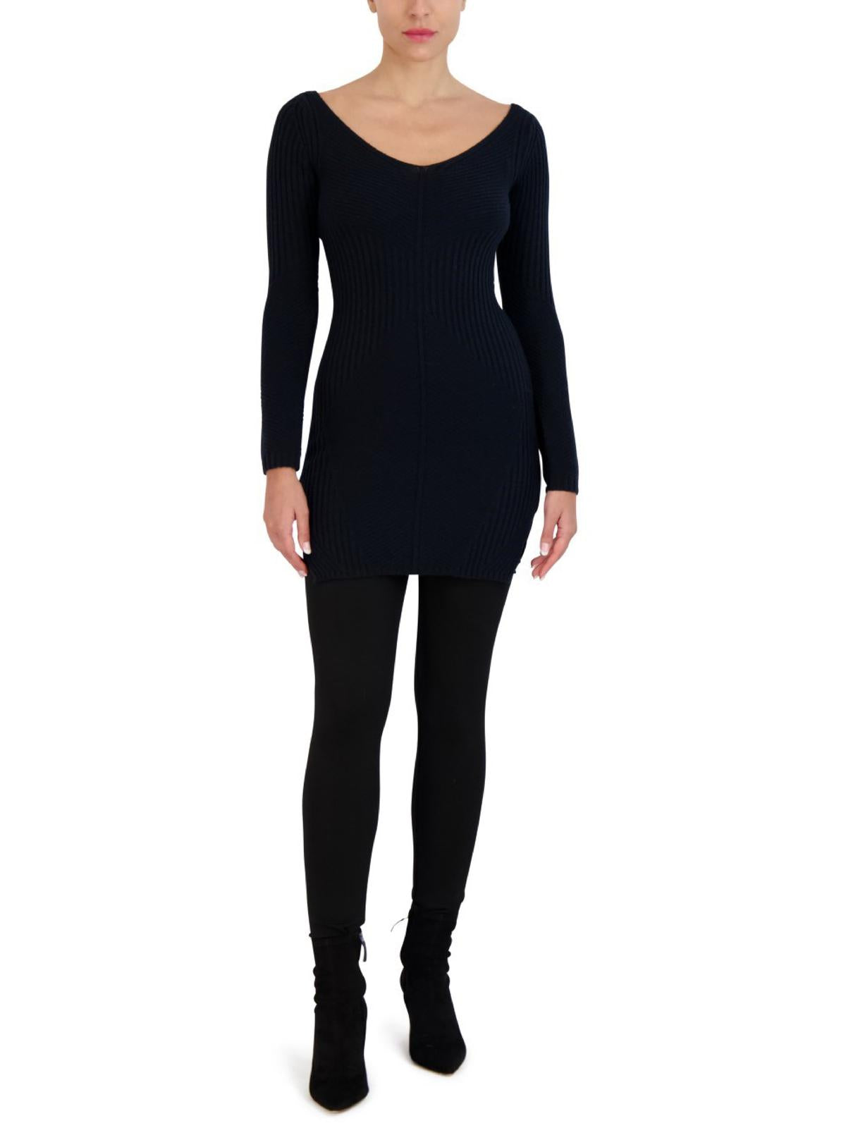 

Женское трикотажное мини-платье-свитер BCBGMAXAZRIA, черный