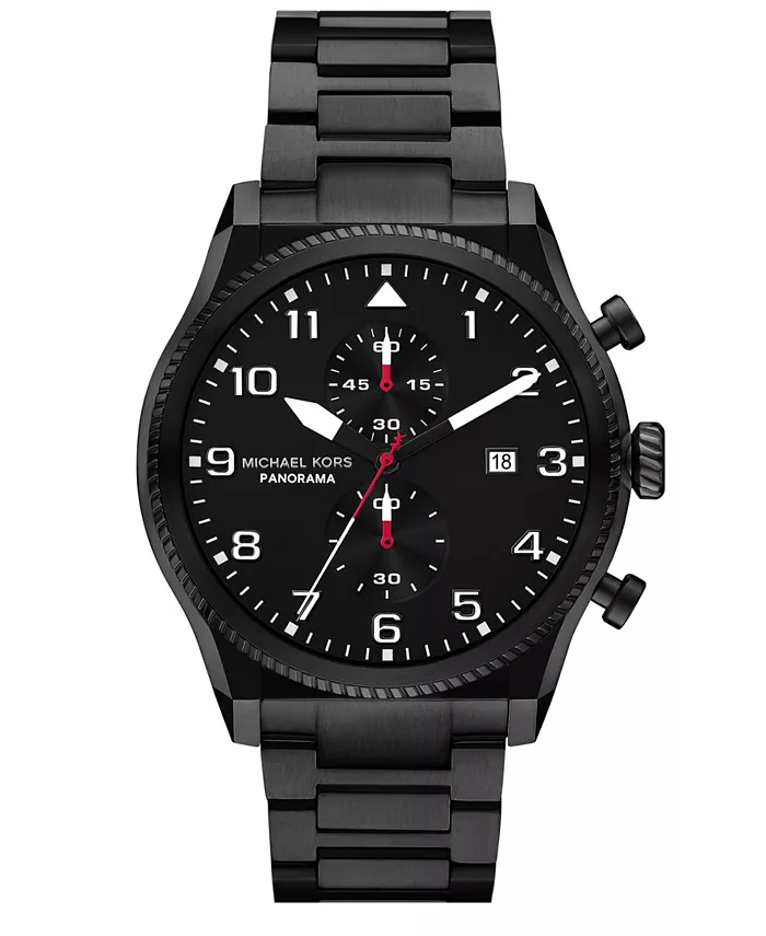 

Мужские часы Panorama Chronograph, черное IP-покрытие, нержавеющая сталь, 44 мм Michael Kors