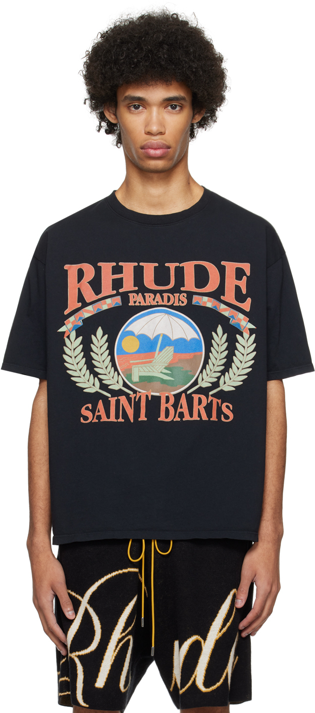 

Черная футболка с шезлонгом Rhude