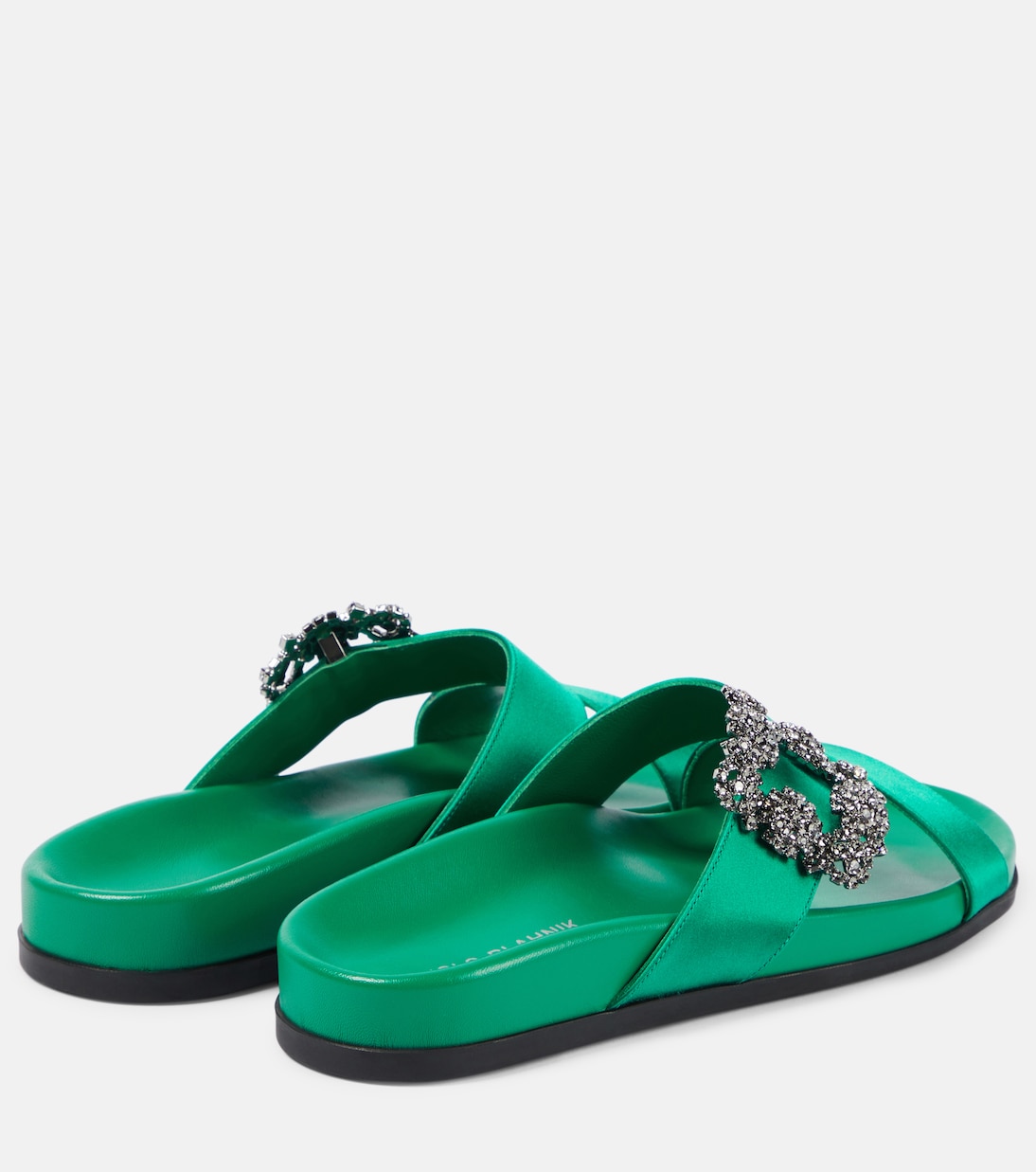 Чиланги украшенные атласные сандалии Manolo Blahnik, 3206 Bgrn — фото 3