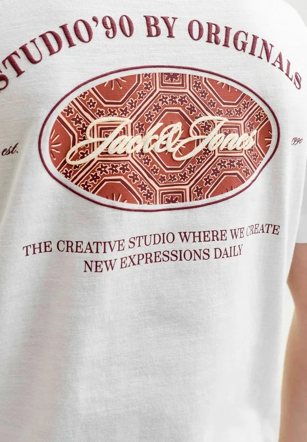 Футболка, футболка для подростков, футболка с принтом Jack & Jones Junior, Bright White — фото 4