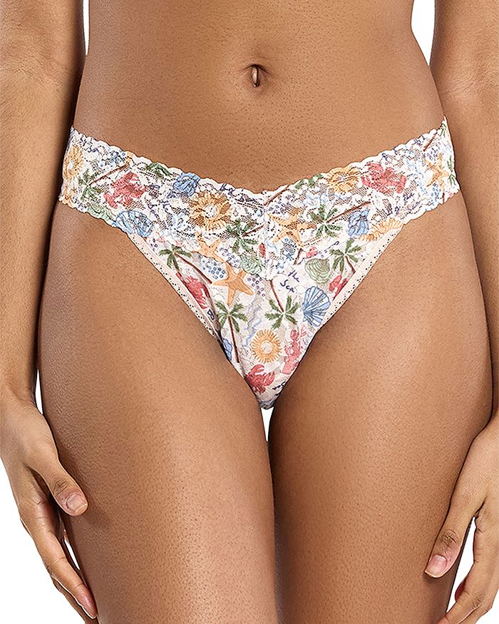 

Трусы-стринги с кружевом Printed Signature Original Rise Hanky Panky, белый