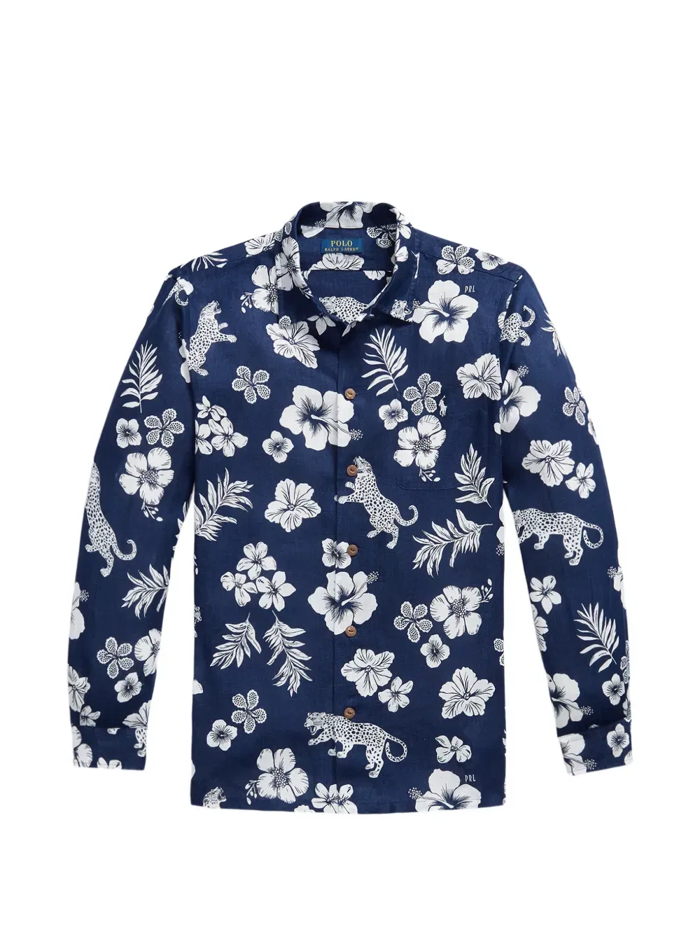 Рубашка с длинными рукавами и цветочным принтом и карманами Polo Ralph Lauren, синий