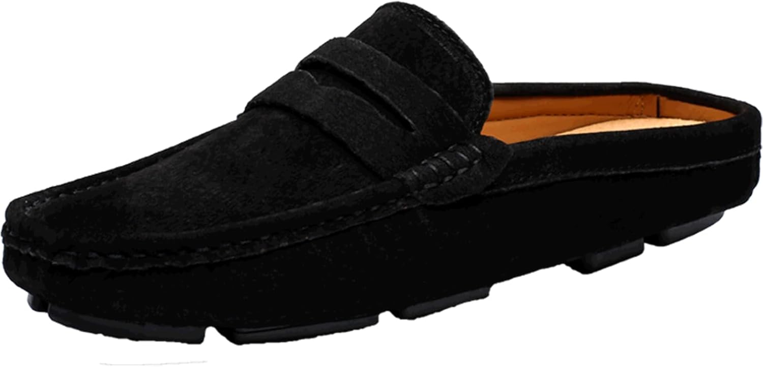 

Мужские слипоны Abborora, тапочки, кожаные лоферы, формальная и повседневная обувь с открытой пяткой, бизнес-кэжуал, мужские обувь, черный