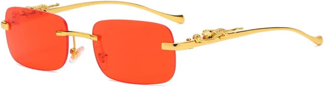 

Солнцезащитные очки с защитой от УФ-излучения UV400 | Без оправы, металлические линзы разных цветов | Для женщин и мужчин, для занятий спортом на открытом воздухе и вождения DSVIGF, Gold-red