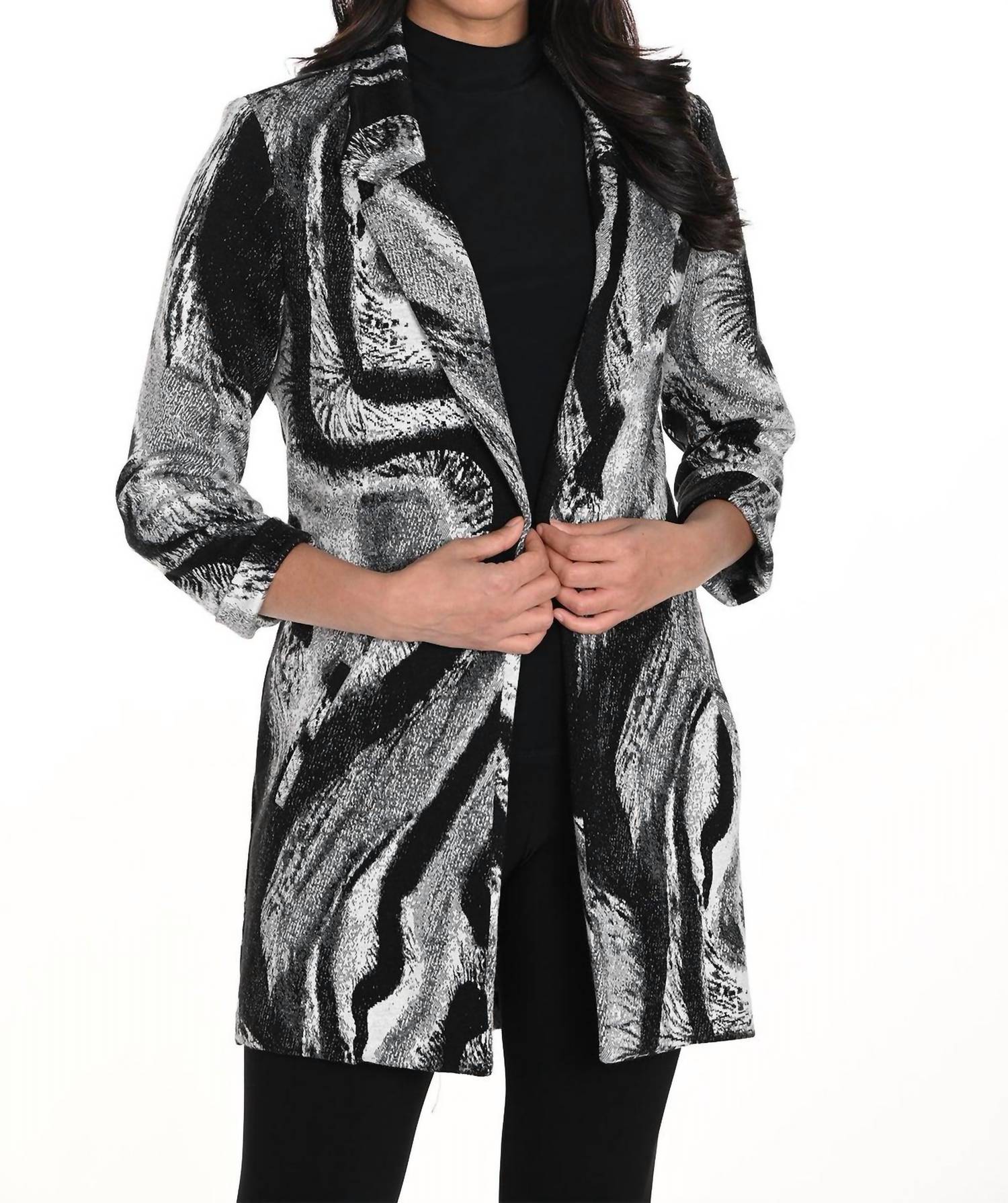 

Вязаная куртка в черном/сером цвете Frank Lyman