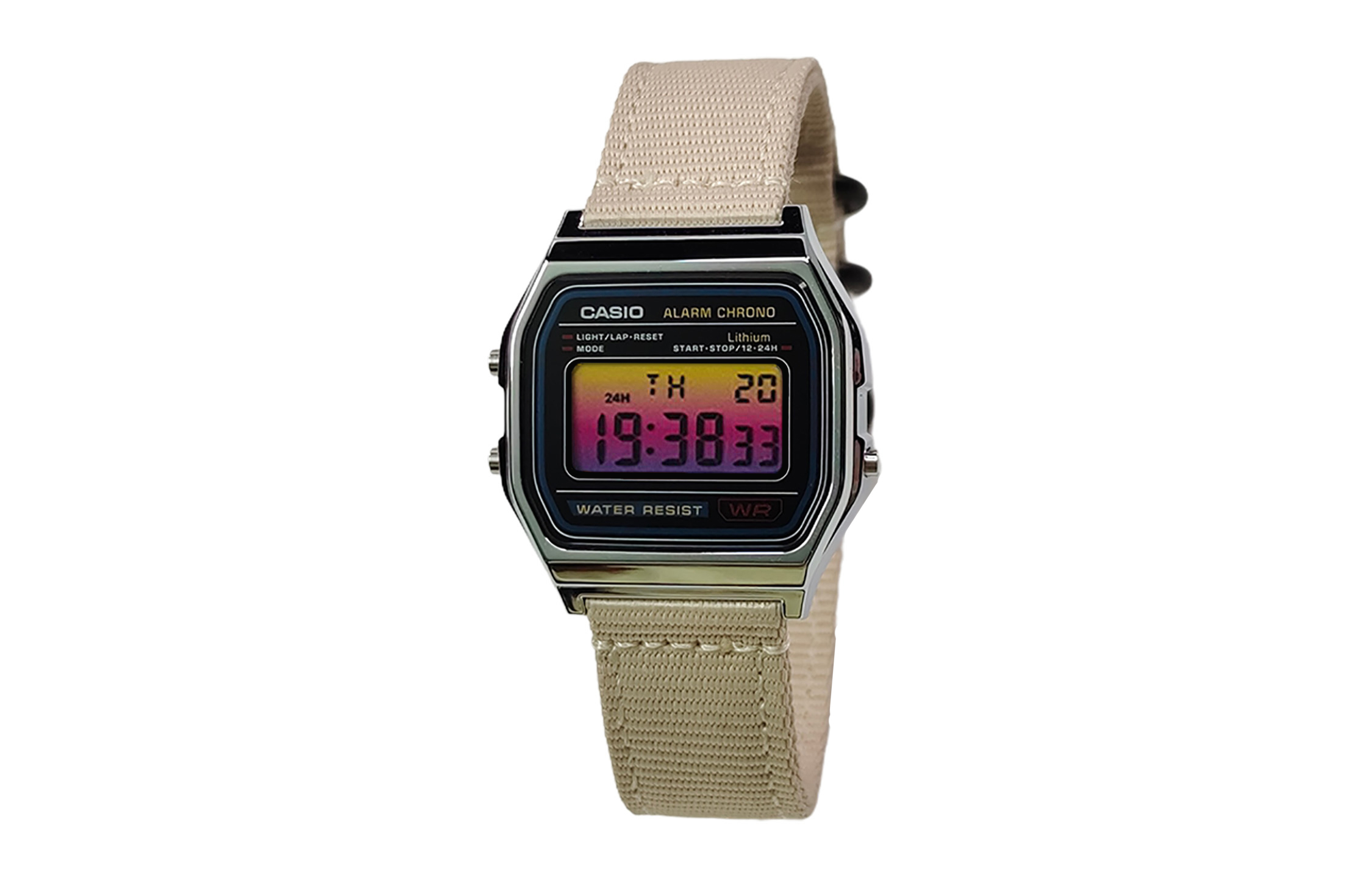 

CASIO Мужские часы Retrofit Series с кварцевым механизмом и нейлоновым ремешком, черный циферблат