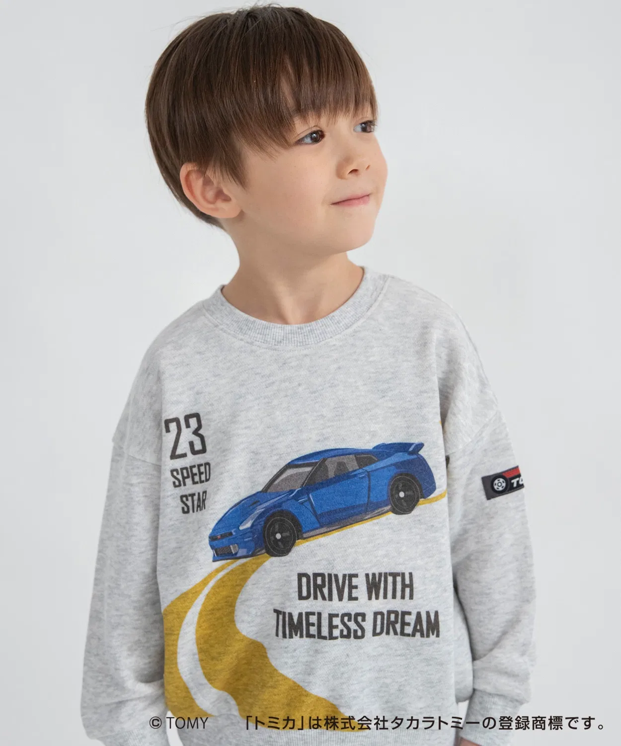 Коллаборация TOMICA × branshes принтованный свитшот, полиэстер 65%, хлопок 35%, серый меланж