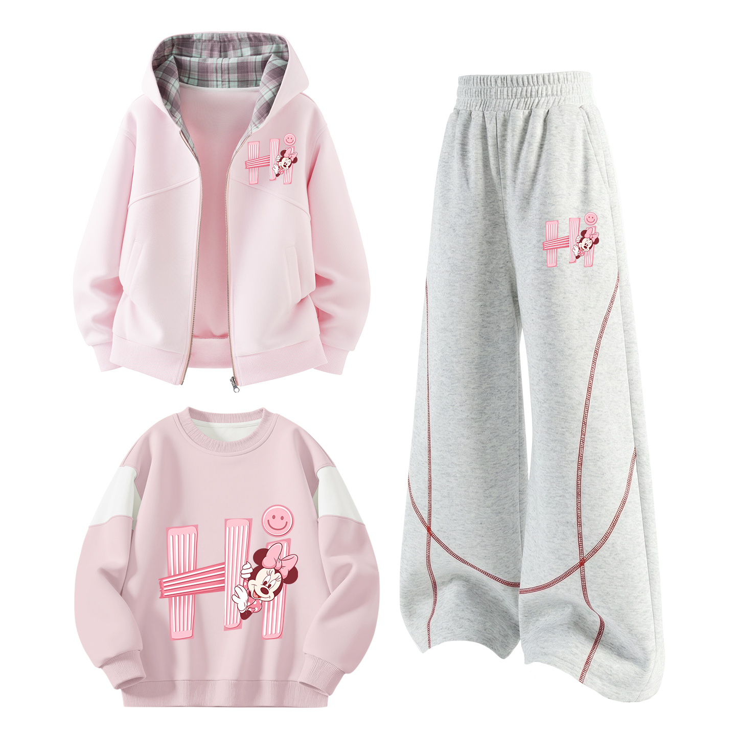 

Детский спортивный комплект Casual из 3 предметов Disney, dihini k cherry blossom розовый+dihini k белый heather серый+dihini cherry blossom розовый