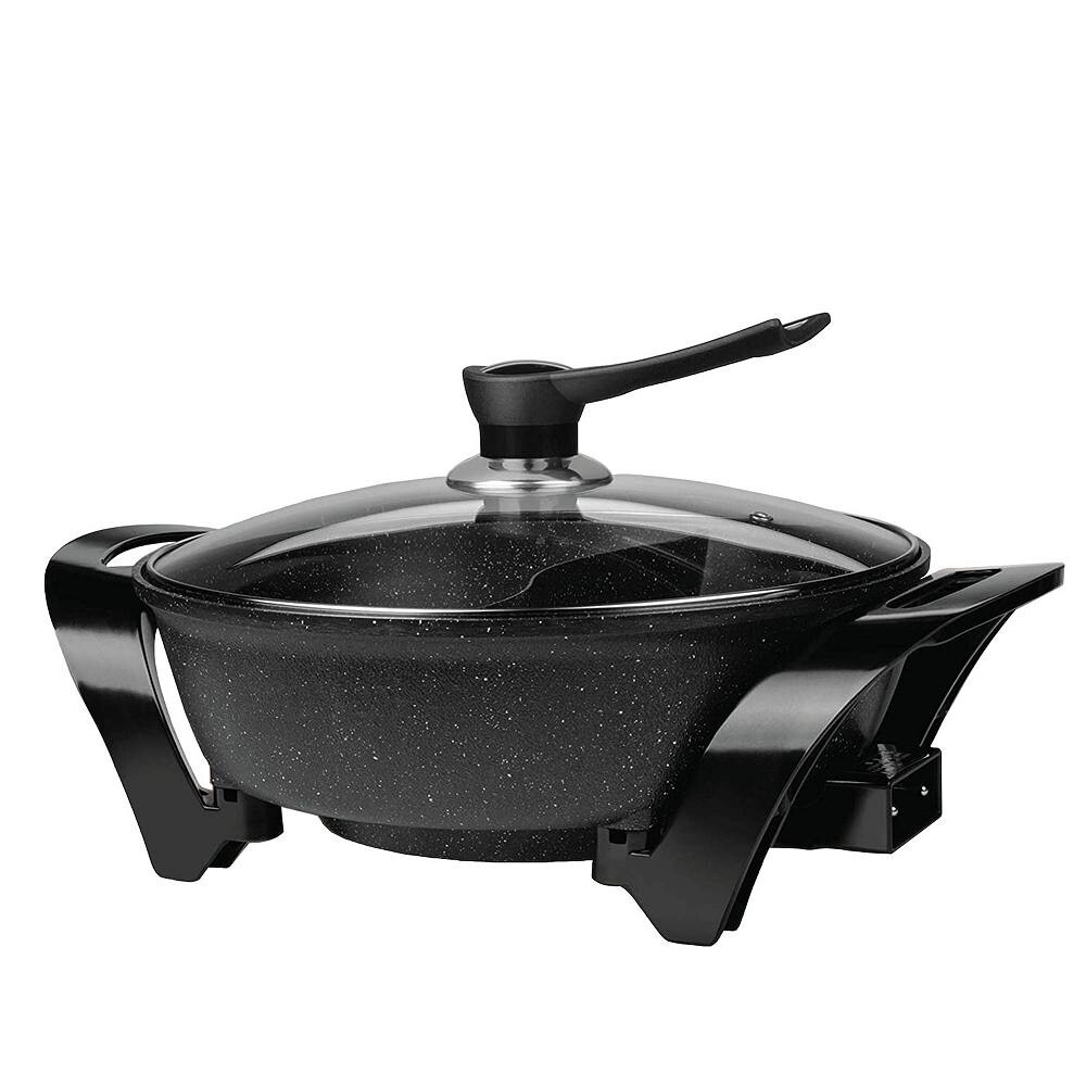 

Черная кастрюля Shabu Shabu с антипригарным покрытием Brentwood Electric с разделителем, 6 литров Brentwood Appliances, черный
