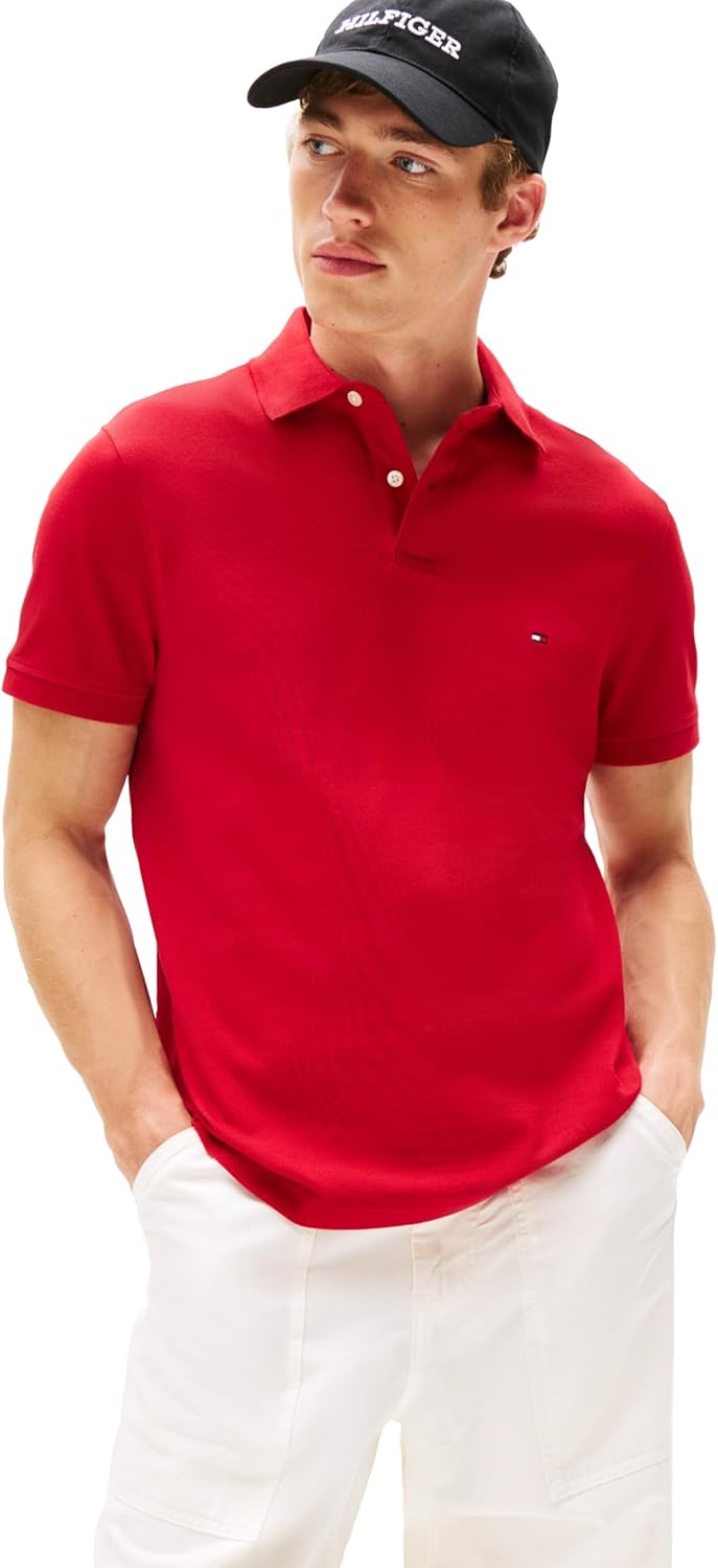 

Мужские рубашки поло с короткими рукавами Tommy Hilfiger классического кроя из эластичного органического хлопка пике, Medium Red, Красный, Мужские рубашки поло с короткими рукавами Tommy Hilfiger классического кроя из эластичного органического хлопка пике