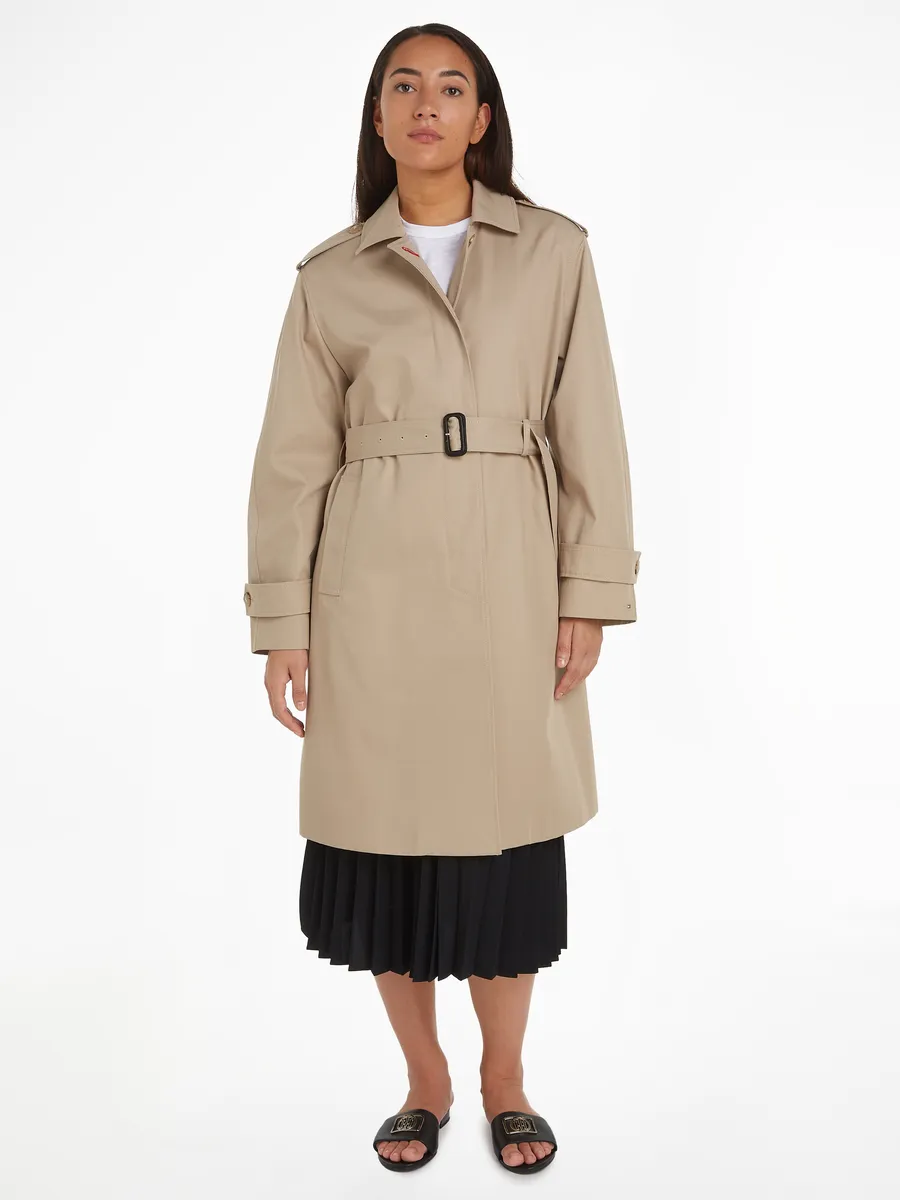 

Тренч Tommy Hilfiger "COTTON SB BELTED COAT" с бретелями на пуговицах, бежевый