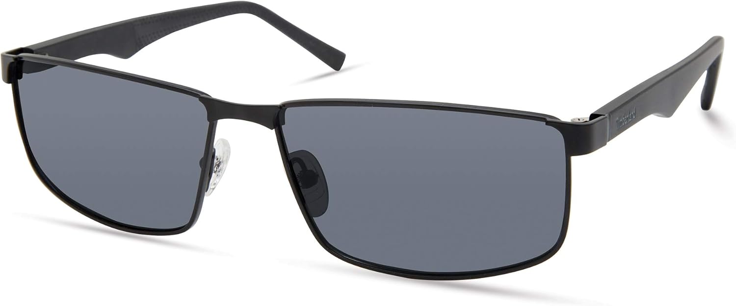 

Timberland мужские TBA9265 Polarized прямоугольные солнцезащитные очки, Satin Black