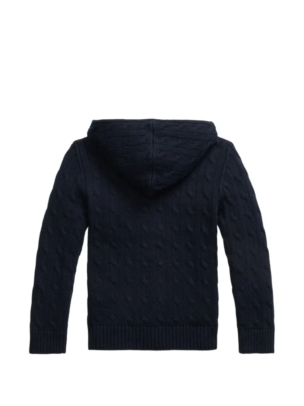 Худи на молнии, связанное косами Polo Ralph Lauren Kids, синий — фото 2