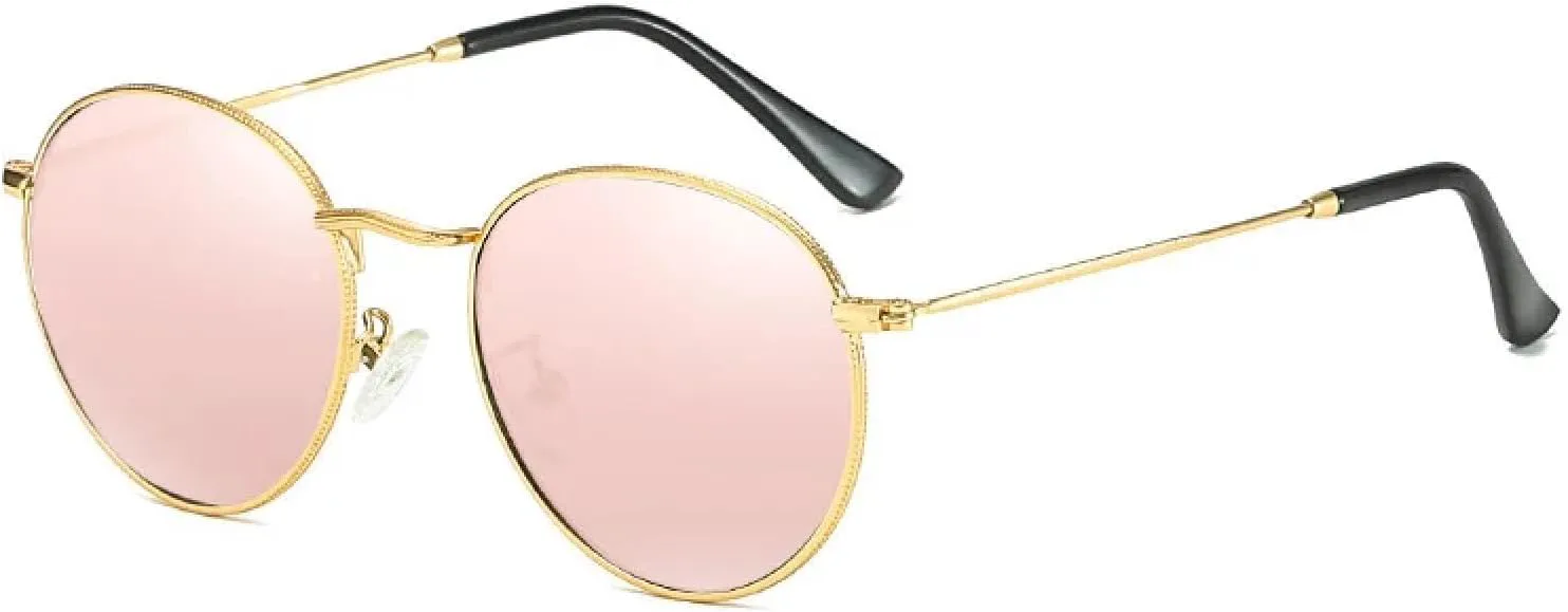 

Классические женские круглые солнцезащитные очки в стиле ретро для мужчин, очки с пленочным покрытием Ocean Film, защита от УФ-излучения UV400 TVTBBVV, Pink Mirror