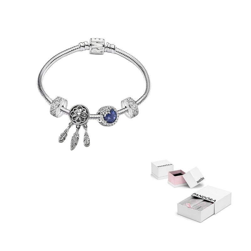 

Pandora Браслет из стерлингового серебра 925 пробы со стеклом и синтетическим кубическим цирконием для женщин, серебро