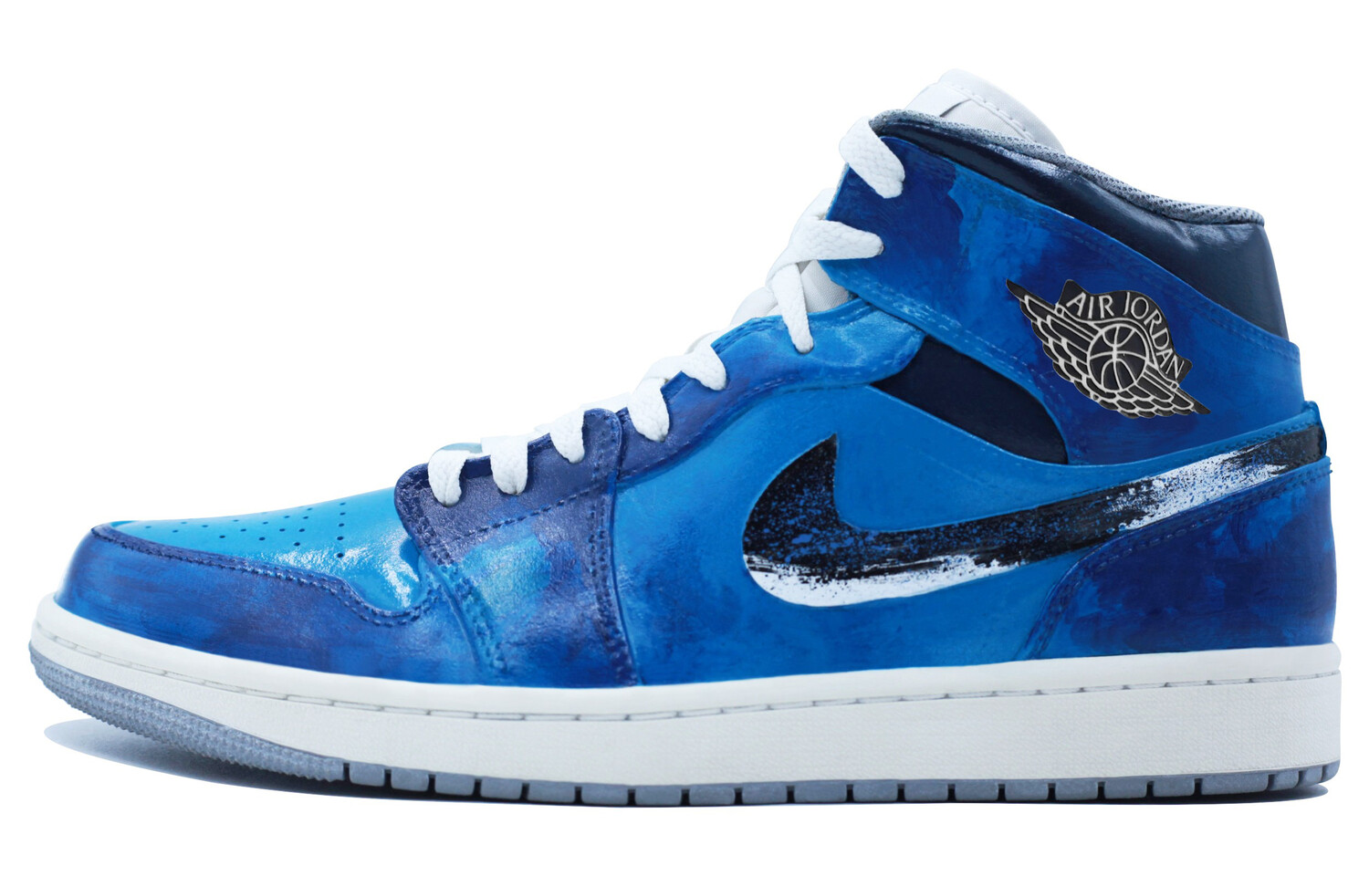 

Кроссовки Air Jordan 1 Vintage Basketball Shoes Women's Mid-top Black/Blue, синий