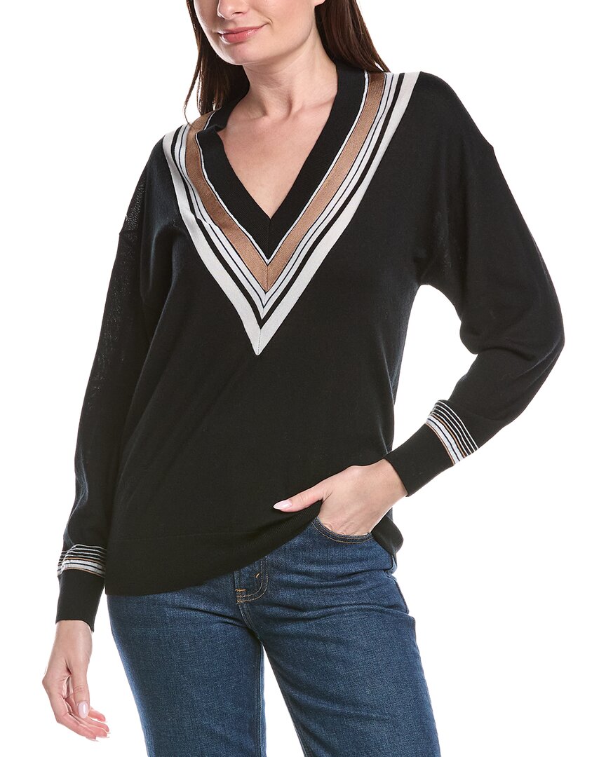 

Топ Reiss Maisie с V-образным вырезом из шерстяной смеси, черно-белый