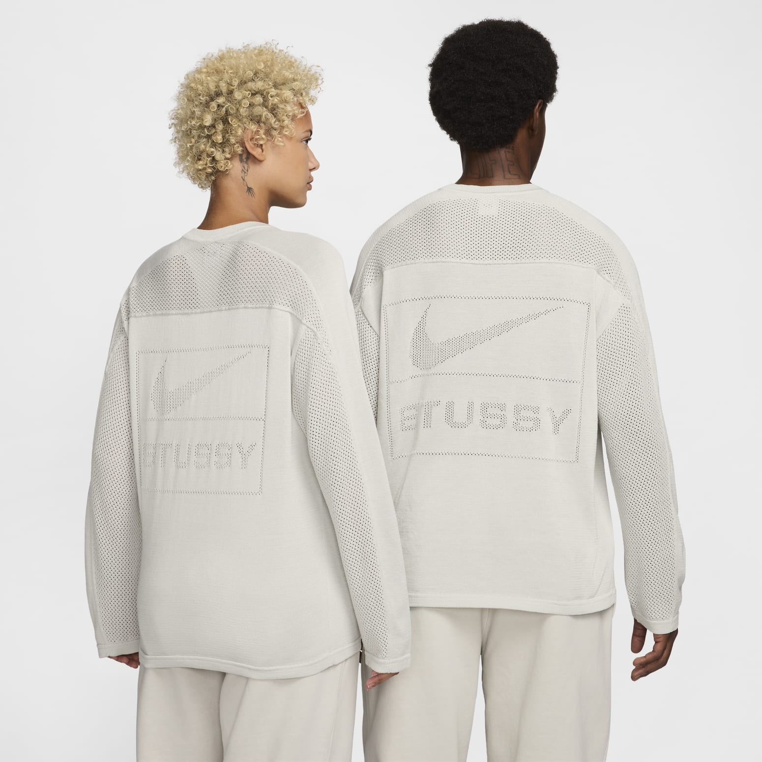 Вязаный свитер с длинными рукавами Nike x Stussy 'Light Bone' — фото 2