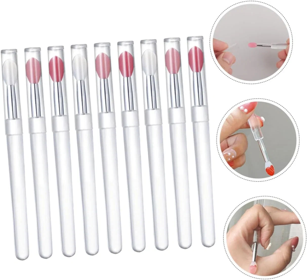 Набор кистей для губ Silicone Lip Brush Applicator, 9 шт, Beatifufu — фото 3