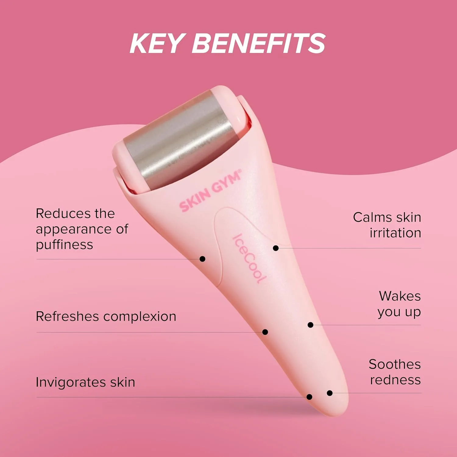 SKIN GYM IceCool - ледяной ролик из нержавеющей стали для лица - криотерапия для снятия отечности и покраснения, охлаждающий ролик для сужения пор и успокоения кожи., Icecool - Ice Roller — фото 3