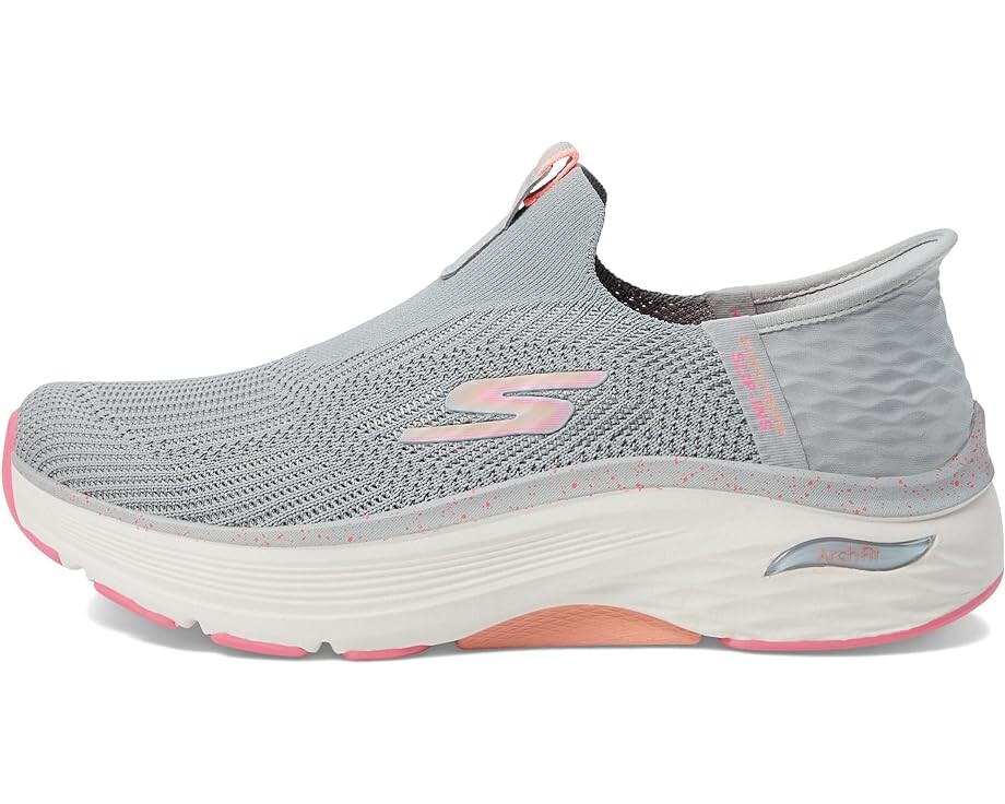 Кроссовки SKECHERS Max Cushioning Arch Fit Fluidity Hands Free Slip-Ins, цвет Gray/Pink — фото 4