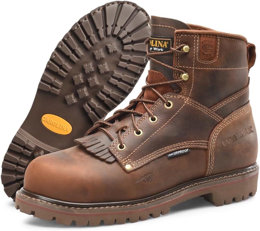 

Мужские рабочие ботинки Carolina серии 28, модели 6 с композитным носком - водонепроницаемая обувь - противоскользящие рабочие туфли - ортопедическая обувь - стальная подошва с тройным ребром - неметаллический защитный носок, коричневый